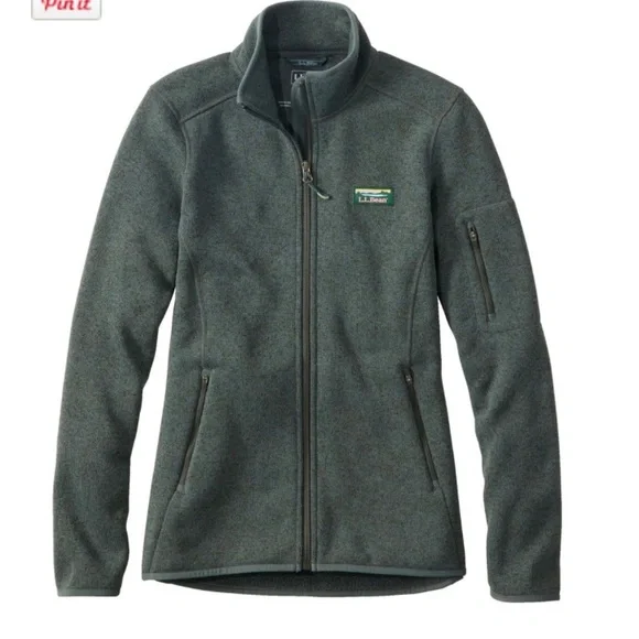 LL bean sweater fleece full zip jacket (green) - Picture 1 of 4